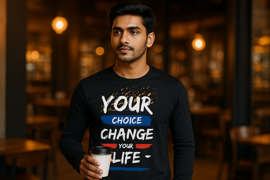 682x875 Vertical mockup - Cafe setting with black t-shirt