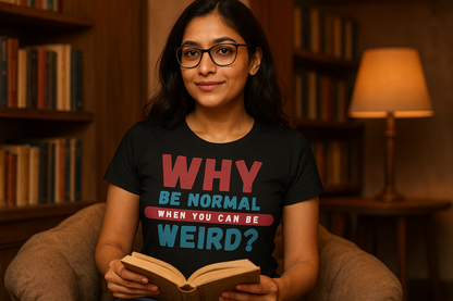 Female - Holding book in black t-shirt