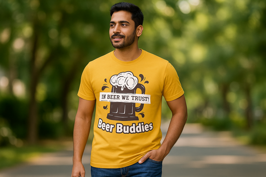 Golden yellow t-shirt - Walking pose