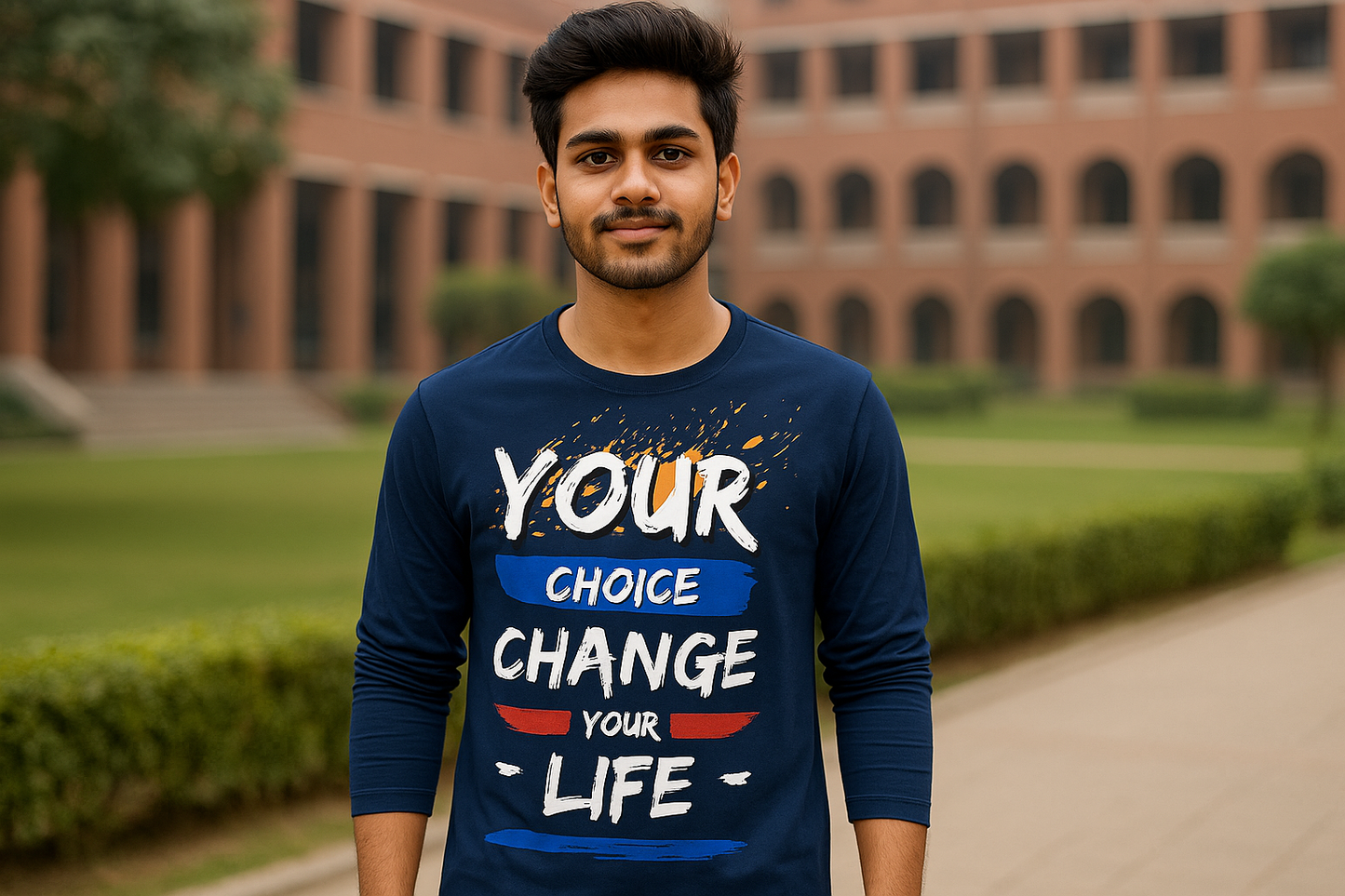 Standard e-commerce size mockup - Navy blue t-shirt